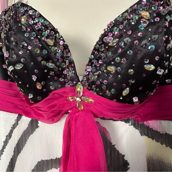 Blush Prom by Alexia Dress Strapless Zebra Print w/ Pink Sequins Formal Size 8 - Picture 4 of 11